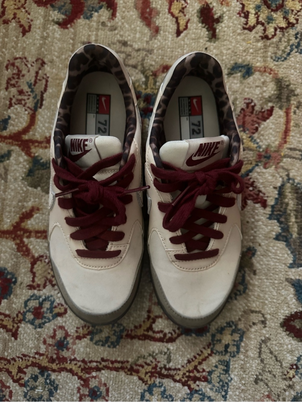 Nike Women’s Low-Top Sneakers in Cream with Burgundy Accents
